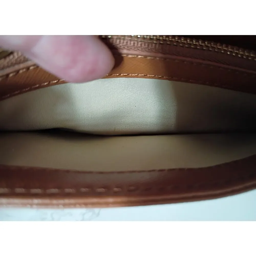 TORY BURCH Robinson Brown Leather Flap Continental‎ Wallet - GUC